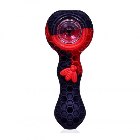 Stratus - 4\" Silicone Hand Pipe With Honey Comb Design - Blackish Red New