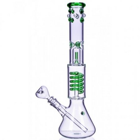 Nucleus 14" Inline to Coil Perc Beaker Bong Green New