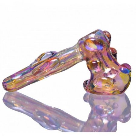 6" Golden Fumed Hammer Bubbler Golden Tint New