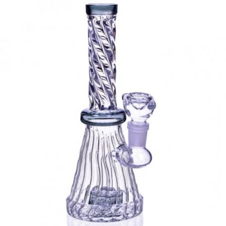 Mortal Smoke 8" Spiral Design Matrix Perc Beaker Bong Ash Black New