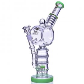 The Colosseum Lookah 15" Donut Recycler Honeycomb to Sprinkler Perc Bong Milky Green New