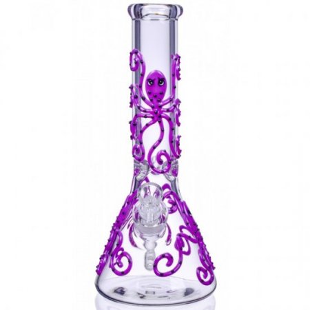 Smokey Octopus 13" Glow In The Dark Beaker Bong Purple New