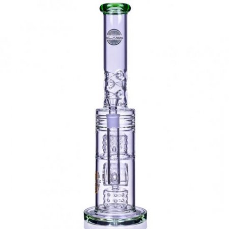 The Wicked Tower On Point Glass 18" Straight Swiss to Donut Perc Bong Ice Blue New