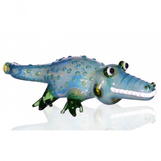 The Gator - 6.5 Translucent Alligator Hand Pipe-Green New