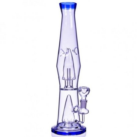 Magic Lamp 14" Showerhead Perc Bong Blue New