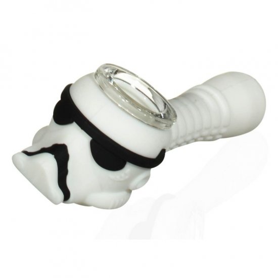 4\" Silicone Hand Pipe With Removable Glass Bowl And Built In Screen - Storm Trooper New