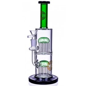 The Warrior 11" Heavy Double Tree Perc Bong Water Pipe On Duty Green New