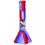 SMOKE PYRAMID 11" STRATUS PYRAMID SILICONE BONG WITH 19MM DOWN STEM AND 14MM BOWL Old Glory Red New