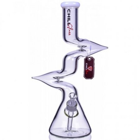 Chill Glass 17" Double Monster Zong Bong Water Pipe White New