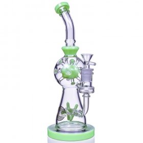 Smoke Propeller Dab Rig 12" Dual Spinning Propeller Perc To Swiss Faberge Egg Perc Milky Green New