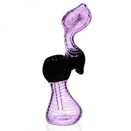 The Pink Cobra -6\" Swirled Pink Bubbler Pipe Girly Bubbler New