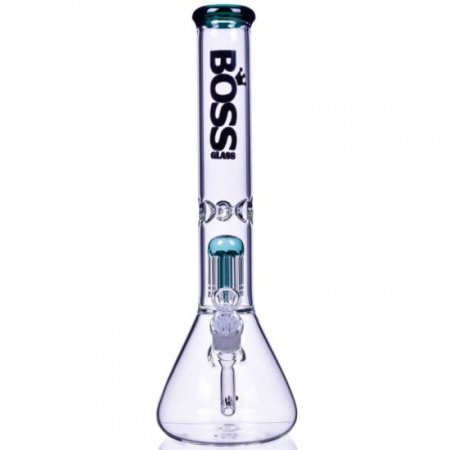 Boss Glass 16" Single Chamber Bong 5MM Thick & Heavy Winter Green New