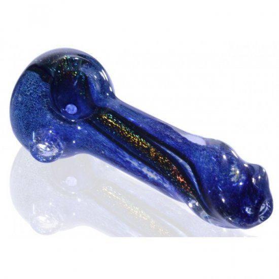 3.5\" Blue Twisted Tip Glass Pipe - Dichroic Ink New