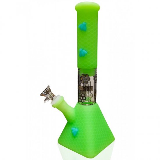 Smoke Pyramid 11\" Stratus Glow In The Dark Silicone bong with 19mm down stem and 14mm bowl New