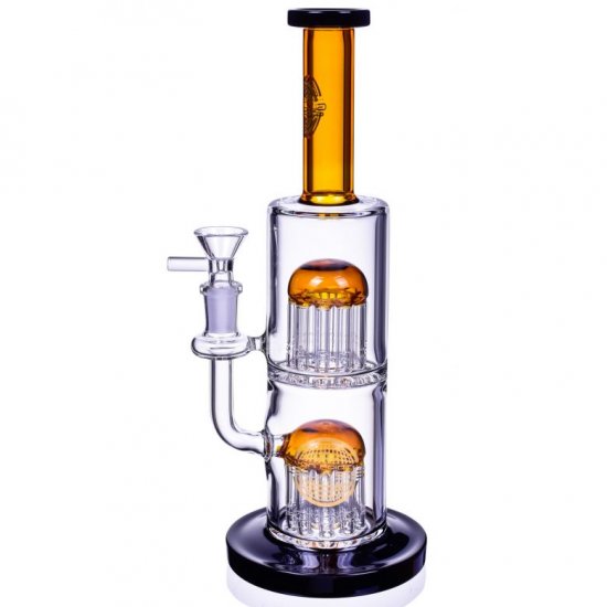 The Warrior 11\" Heavy Double Tree Perc Bong Water Pipe On Duty Amber New