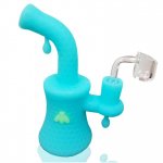 8" Silicone Glow In The Dark Bong With 14mm Banger Sky Blue New