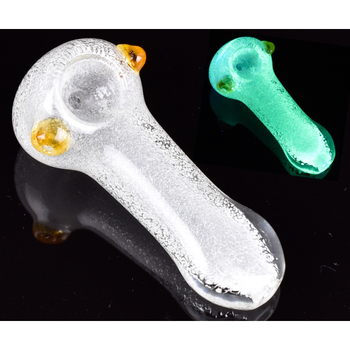 Smoke in the Dark - 3.5 Glow in The Dark Fritted Glass Hand Pipe New