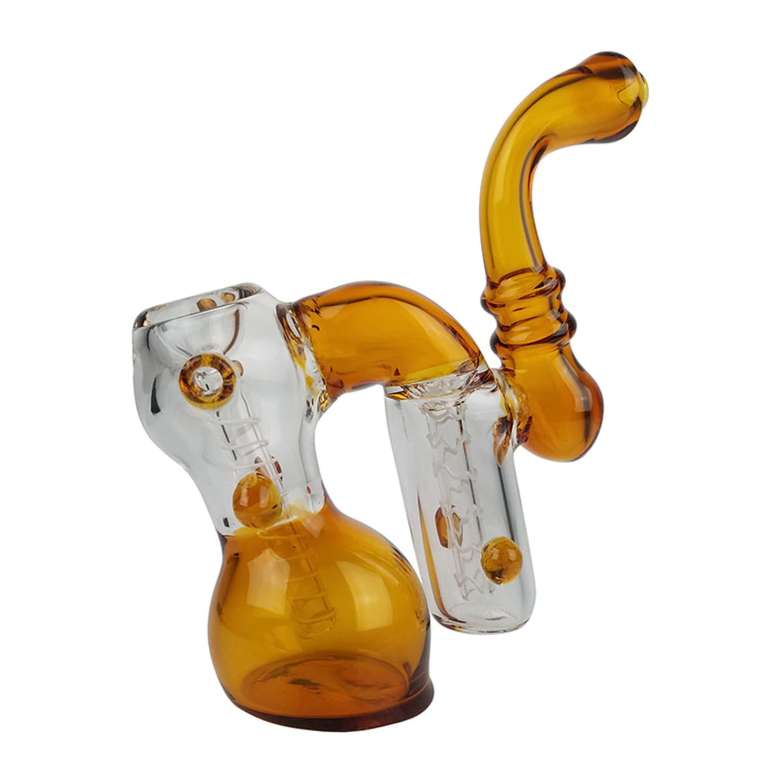 7\" Double Chamber Glass Bubbler Amber New